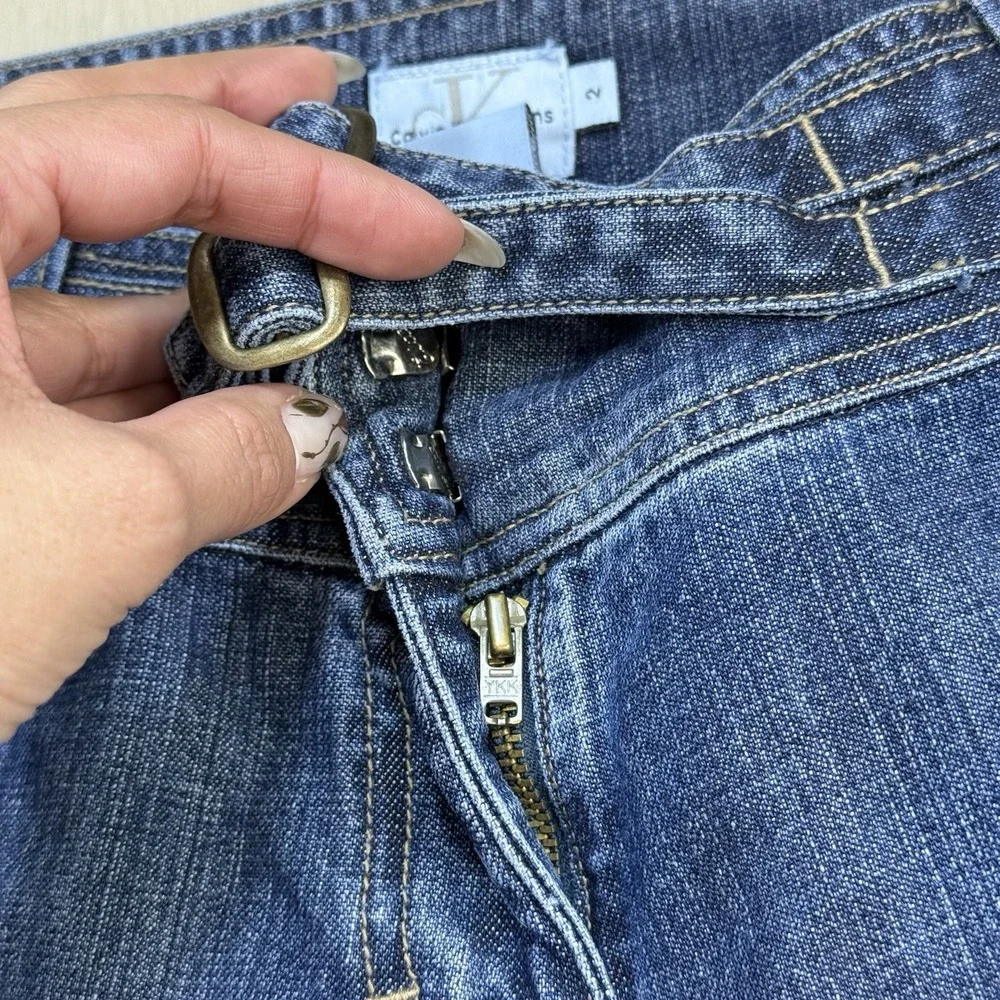 VTG/Y2K Calvin Klein Jeans Womens 2 Buckle Waist Bootcut Slub Denim NW ZDJC52579